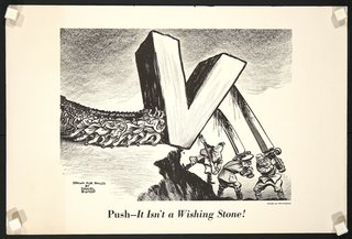 a cartoon of a stone with a letter v