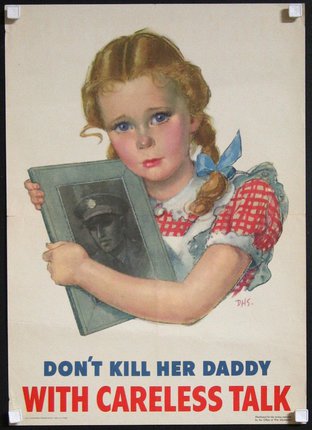 a poster of a girl holding a picture of a soldier