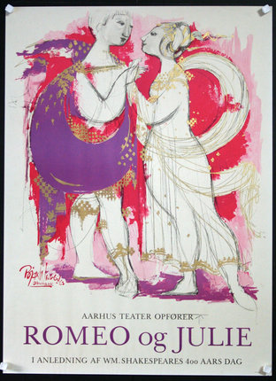 a poster of two women in white and purple dresses