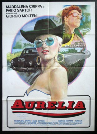a poster of a woman wearing a hat and sunglasses
