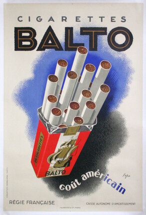 a poster of cigarettes in a red box