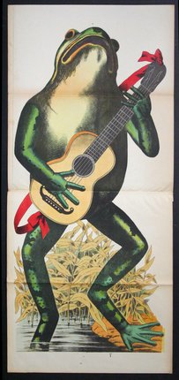 a poster of a frog playing a guitar
