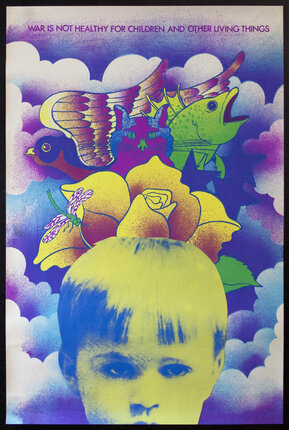 a poster with a cat and flowers