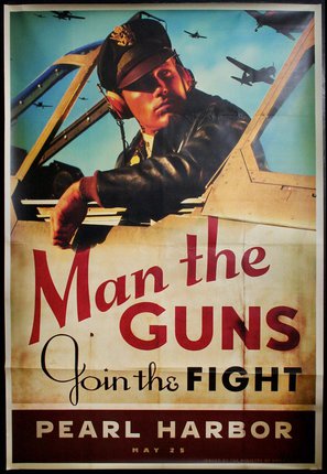 a poster of a man in a pilot's hat