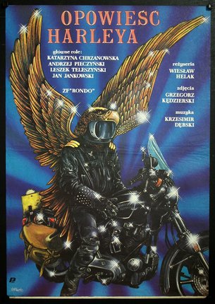 a poster of a motorcycle with wings