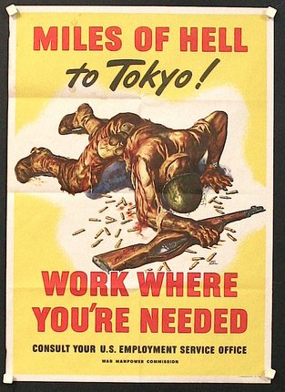 a poster of a man lying on the ground with bullets and a gun