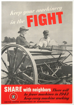 a poster of men in a farm equipment