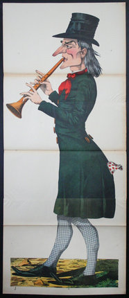 a poster of a woman playing a trumpet