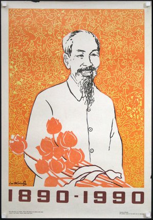 a poster of a man holding flowers