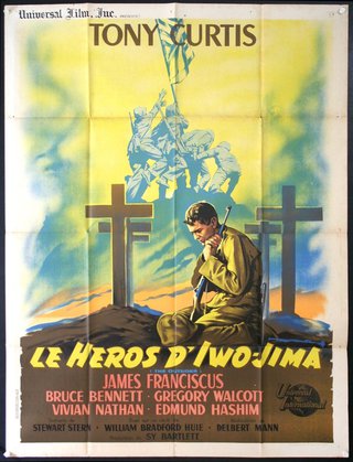 a movie poster of a man sitting on a grave with a flag