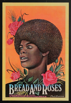 a poster of a woman with a afro