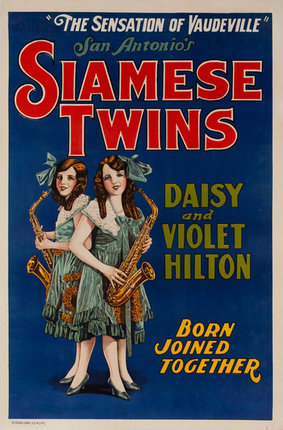 a poster of twins playing instruments