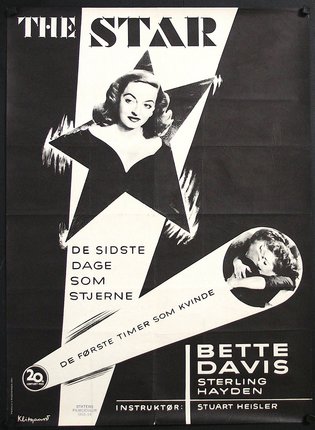 a black and white poster with a woman in a black dress