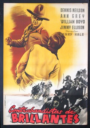 a movie poster with a man and a woman on horseback