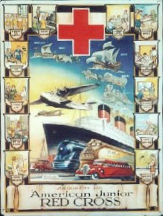 a poster of a red cross