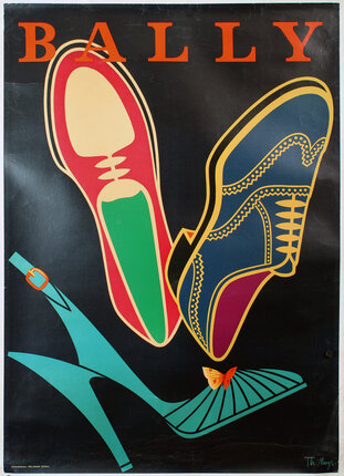a poster of shoes and a butterfly