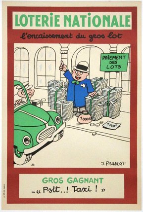 a cartoon of a man standing in front of a green car