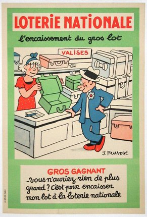 a cartoon of a man and a woman holding a green box