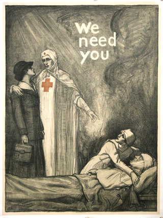 a poster of a nurse and a woman