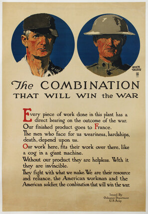 a poster with two men wearing hats