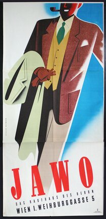 a poster of a man holding a coat