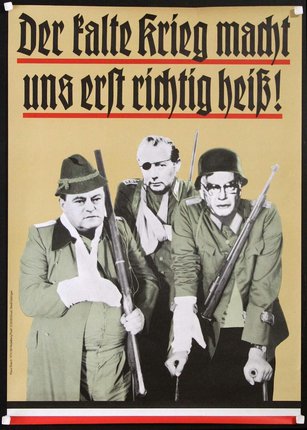 a poster with men in military uniforms holding guns