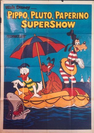 a poster of cartoon characters on a raft