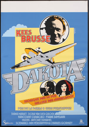 a poster with a man and a plane
