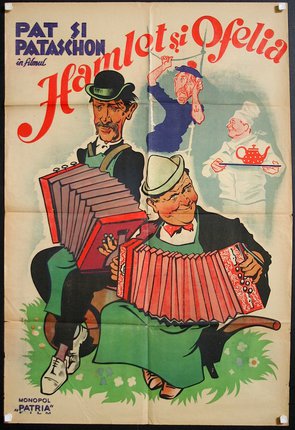 a poster of two men playing an accordion