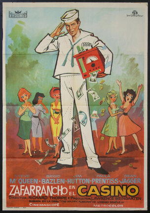 a poster of a man holding a radio