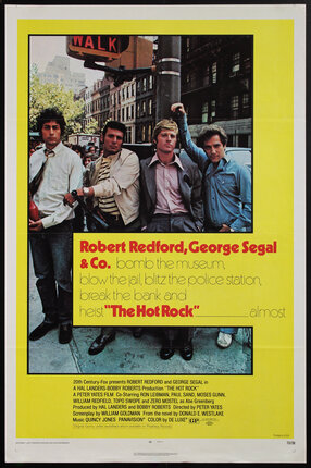 Movie poster with a group of four men posing for a picture on an urban street corner