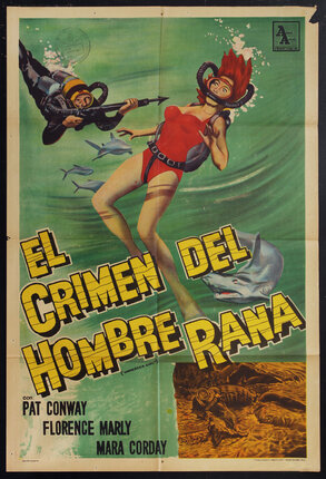 a movie poster with illustration of a woman diving