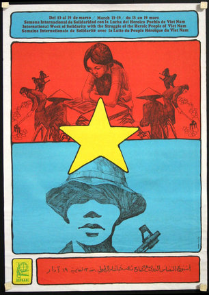 a poster with a star and a girl
