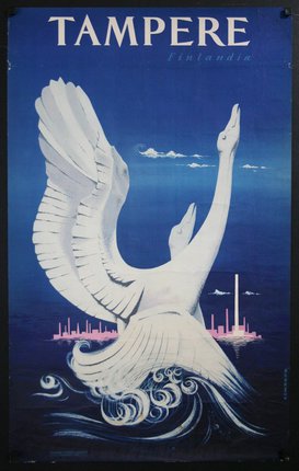 a poster with a couple of swans