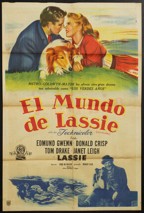 a movie poster with a couple of people and a dog