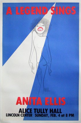 a poster of a woman singing in a spotlight