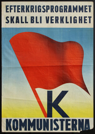 a poster with a flag and a letter