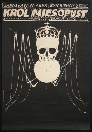 a poster with a skull and crown