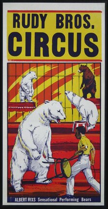 a poster with polar bears in a circus