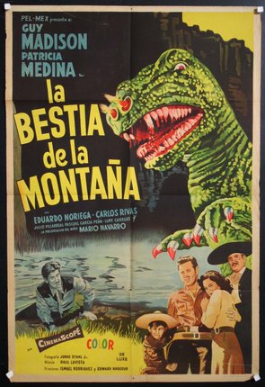 a movie poster with a dinosaur