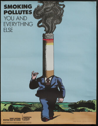 a poster with a man smoking a cigarette