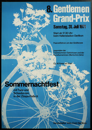 a poster of a bicycle with flowers