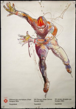 a drawing of a man skating