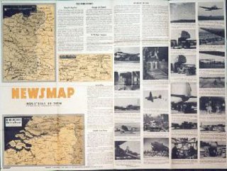 a newspaper with a map and pictures of airplanes