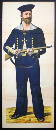 a poster of a man in a uniform holding a rifle