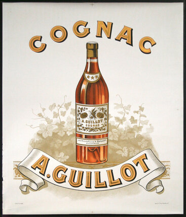 a bottle of cognac on a white background