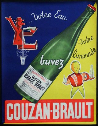 a poster with a bottle and a man