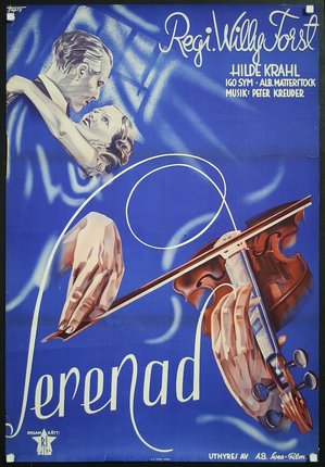 a poster of a man and woman playing a violin