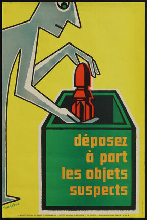 a poster of a person putting a bulb into a box