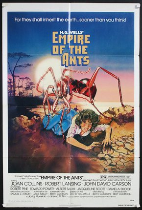 a movie poster of a woman and a giant ant